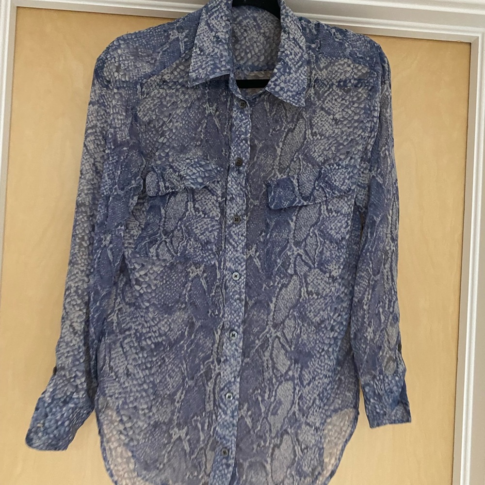 Equipment, 100% Silk, Python Button Down Top Size… - image 3